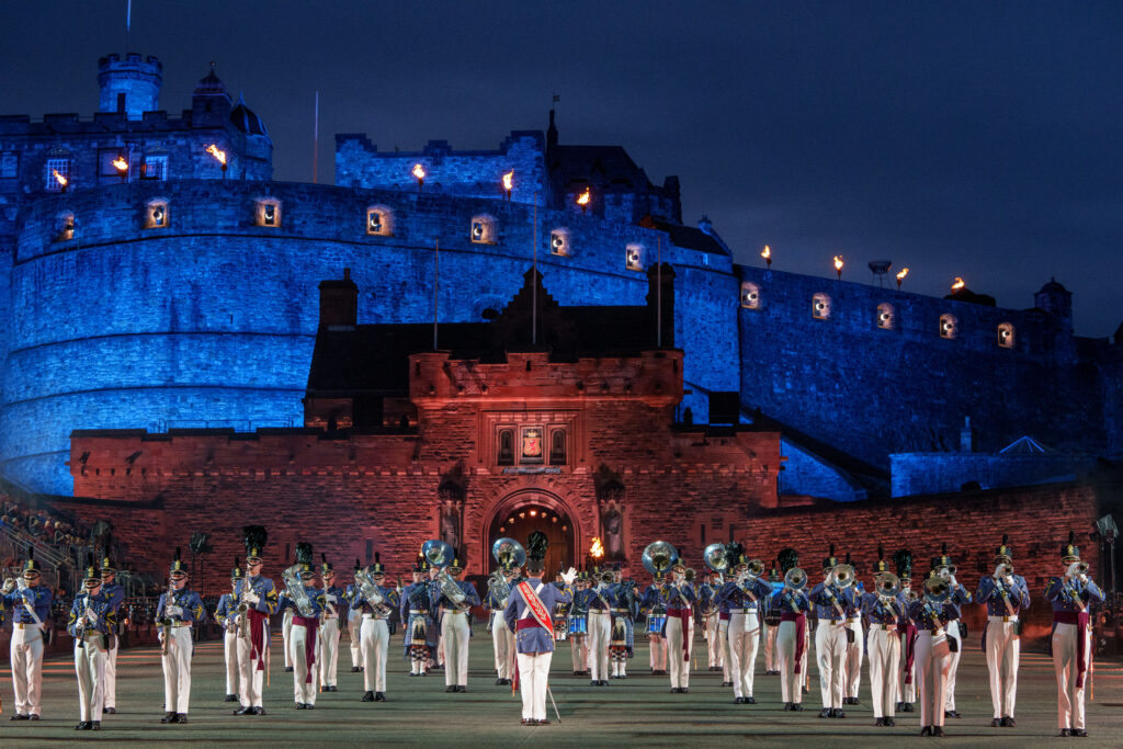 The band performing in Scotland